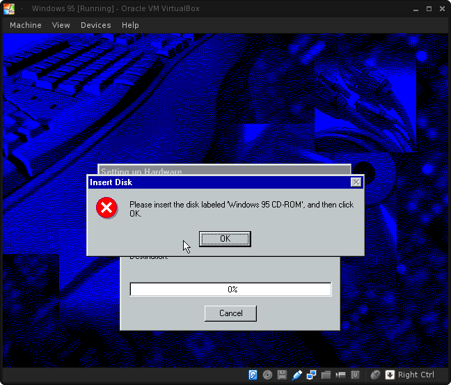 Windows 95 virtualbox images